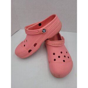Crocs Classic Clogs Womens 8-9 (Medium) Pink Rubber Slip On Sandals Shoes